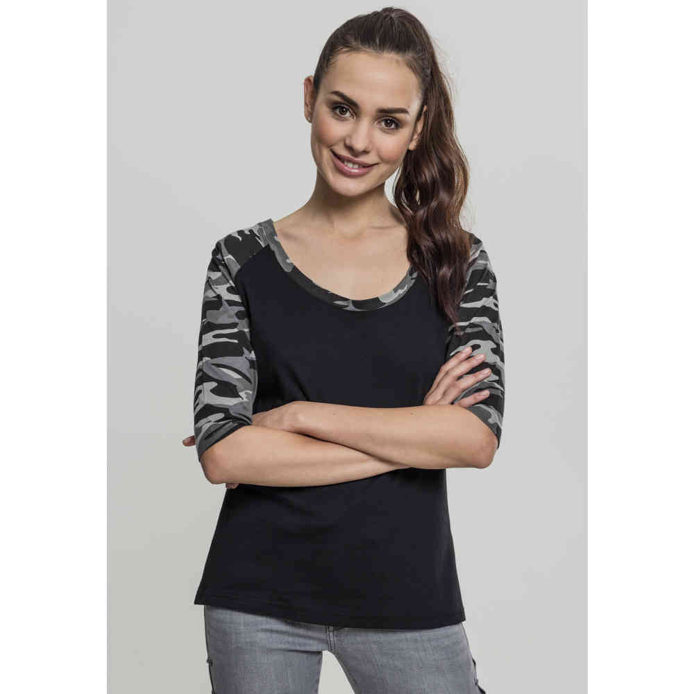 Urban Classics - 3/4 Contrast Raglanärmel top - Schwarz